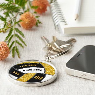 Porte-clés Personalized Volleyball Team Gifts. Black and Gold