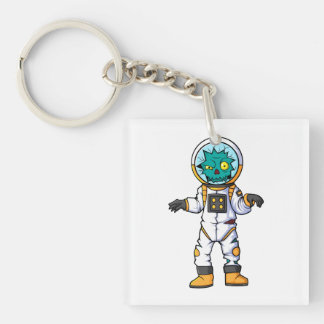 Porte-clés personnage de bande dessinée astronaute zombie éff