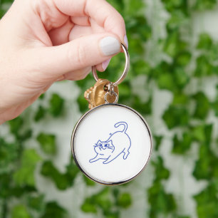 Porte-clés Personnage de chat blanc mignon drôle doodle