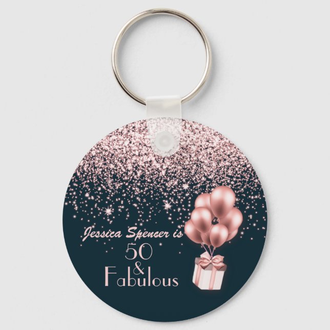 Porte-clés Personnalisable 50 & Fabuleux Rose Gold 50e annive (Recto)