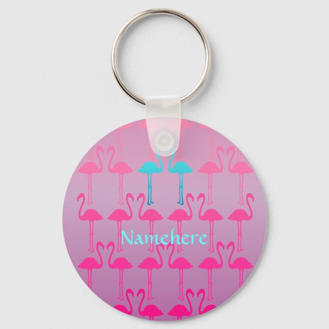 Porte-clés Personnalisable : Flamant rose deux (Recto)