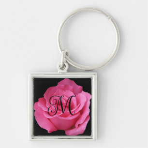 Porte-clés Personnalisable M monogramme joli rose rose élégan