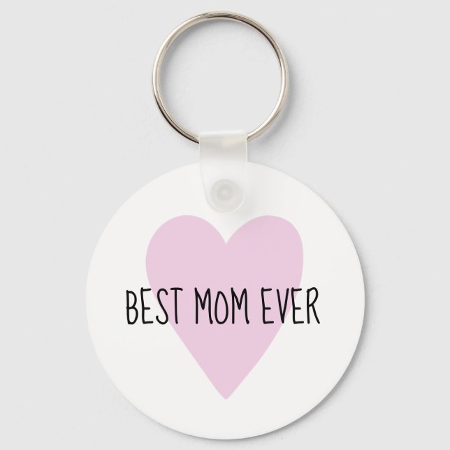 Porte-clés Personnalisable Meilleure Maman Jamais Coeur Rose (Recto)