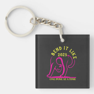 Porte-clés Personnalisable "Plier comme 2025" Yoga Cat