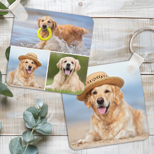 Porte-clés Personnalisé 4 Photo Collage moderne Animaux Amour