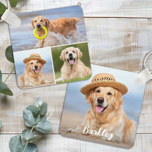 Porte-clés Personnalisé 4 Photo Collage moderne Animaux Amour