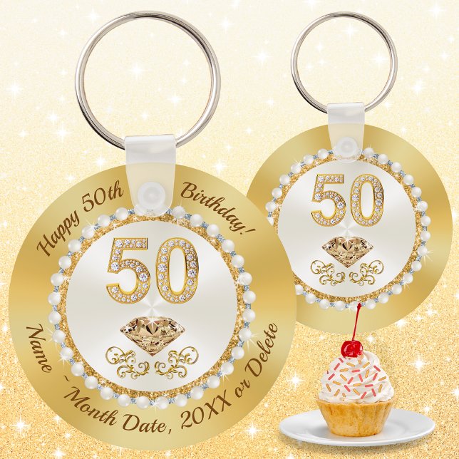 Porte-clés Personnalisé, 50e anniversaire Giveaway Idées, 50e (Créateur téléchargé)