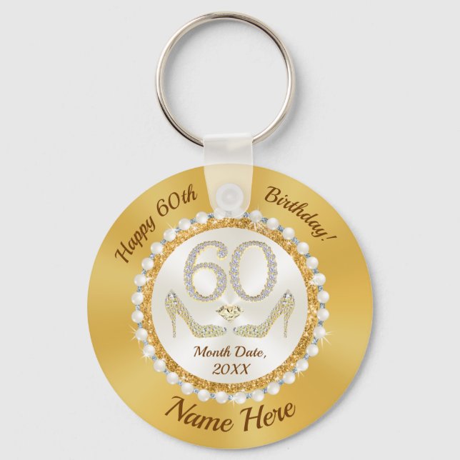Porte-clés Personnalisé 60e anniversaire Faveurs, CHEAP (Recto)