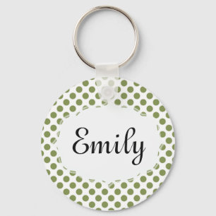 Porte-clés personnalisé à pois verts et blancs
