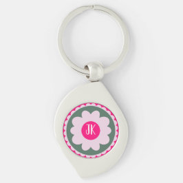 Porte-clés personnalisé à tourbillon floral rose