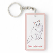Porte-clés personnalisé amateur de chat blanc mign