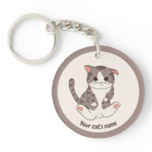 Porte-clés personnalisé amateur de chat brun migno