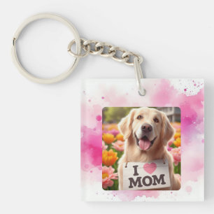 Porte-clés Personnalisé Animal Photo Chien Maman Pink Waterco