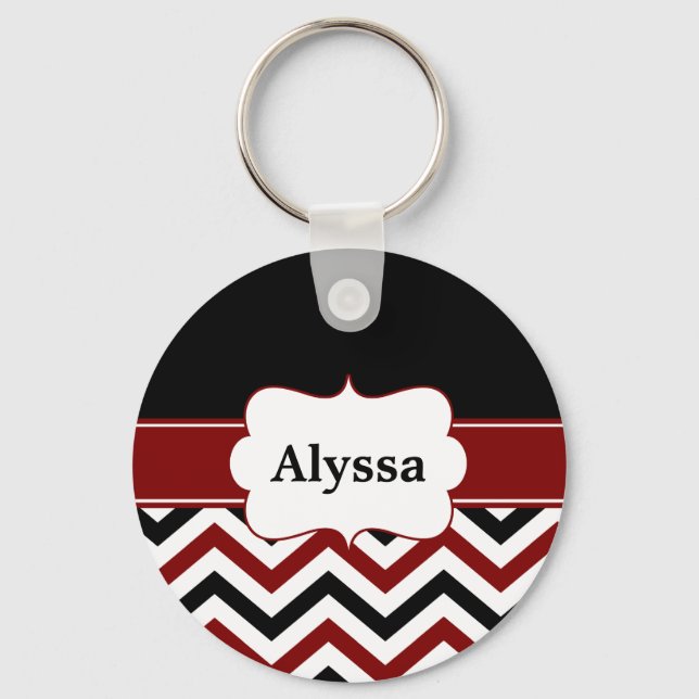 Porte-clés Personnalisé Black Red Chevron (Recto)