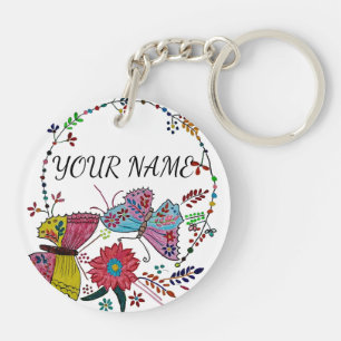 Porte-clés personnalisé Boho Mandala Papillon