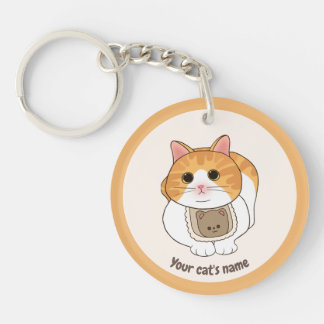 Porte-clés personnalisé chat blanc orange mignon