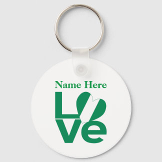 Porte-clés personnalisé Cœur LOVE Vert Nigérian