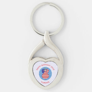 Porte-clés personnalisé d'ange d'anniversaire USA