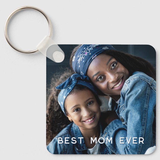 Porte-clés Personnalisé Deux Photo Meilleure Maman Jamais (Recto)