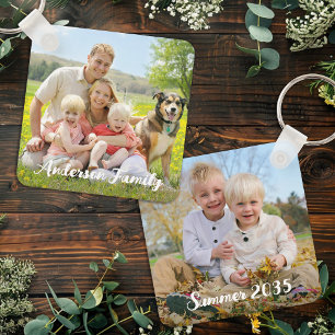 Porte-clés Personnalisé Deux Photos Famille double face