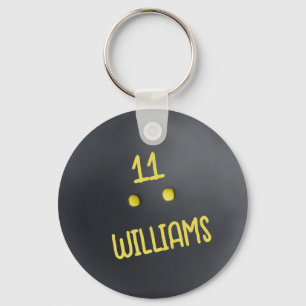 Porte-clés Personnalisé Double point jaune squash boule métal