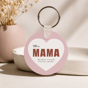 Porte-clés personnalisé en forme de cœur pour mama