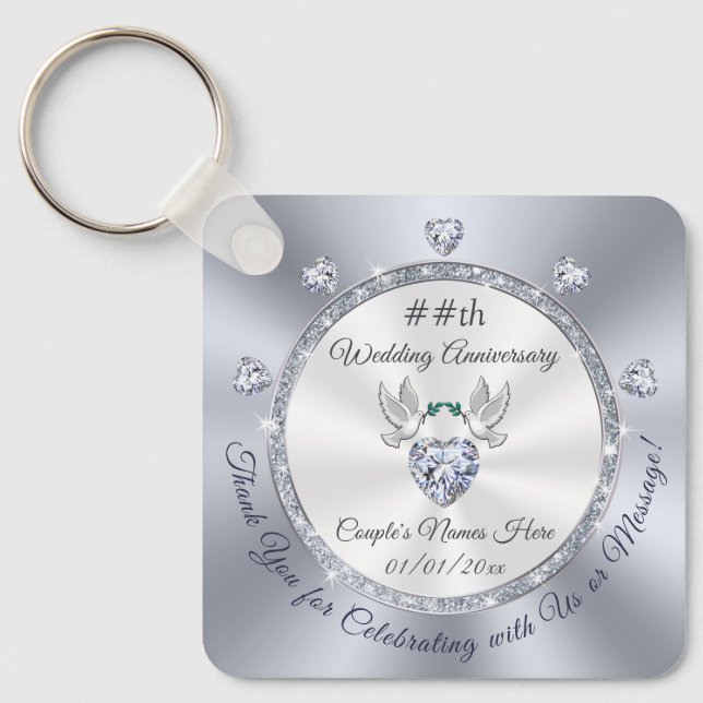 Porte-clés Personnalisé, Fête Anniversaire Mariage Favorisé, (Recto)