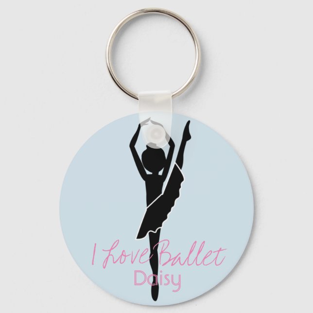 Porte-clés Personnalisé I Love Ballet Silhouette (Recto)
