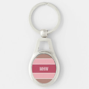 Porte-clés personnalisé monogramme motif rayures