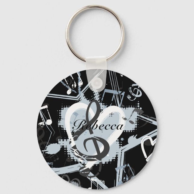 Porte-clés Personnalisé Musical Star note designer motif (Recto)