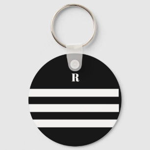 Porte-clés Personnalisé noir et blanc rayé