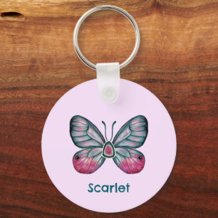 Porte-clés Personnalisé Octobre Pink verre papillon Art