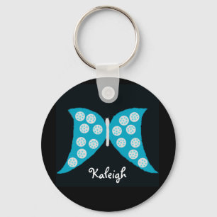 Porte-clés personnalisé Papillon Bleu sur fond Noi