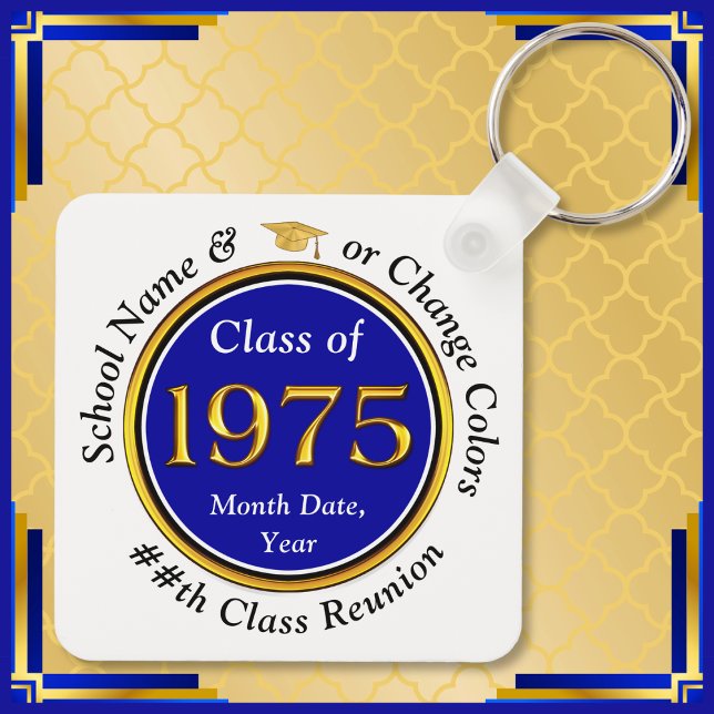 Porte-clés Personnalisé pas cher, Classe de Réunion 1975, Réu (50 year, Class of 75 reunion. High School Reunion Keychains. Personalized, class of 1975 favors.)