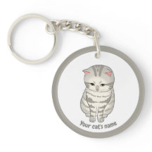 Porte-clés personnalisé pour amateur de chat gris
