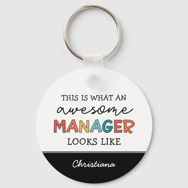 Porte-clés Personnalisé Retro Awesome Manager Drôle (Recto)
