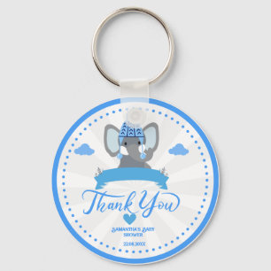 Porte-clés Personnalisé Rustic Blue Elephant Baby shower garç