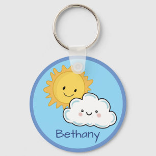 Porte-clés personnalisé Soleil et Nuage Kawaii Joy