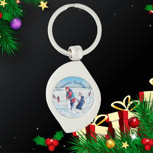 Porte-clés PERSONNALISER Bleu et rouge paysage de peinture hi