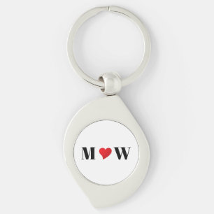 Porte-clés Personnaliser Deux initiales A Loves B coeur rouge