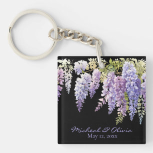 Porte-clés Personnaliser la glycine de l'aquarelle fleurie vi