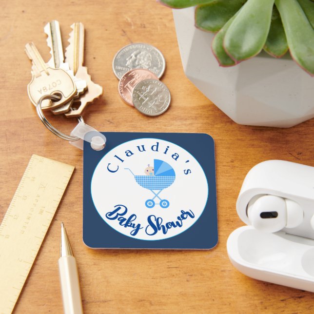 Porte-clés Personnaliser le Baby shower de transport bleu Fav (Bureau)