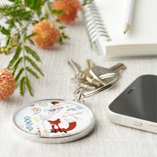 Porte-clés Personnaliser le Motif Woodland Fox moderne