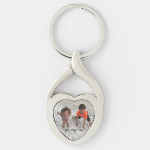 Porte-clés Personnaliser les enfants Photo Coeur d'argent
