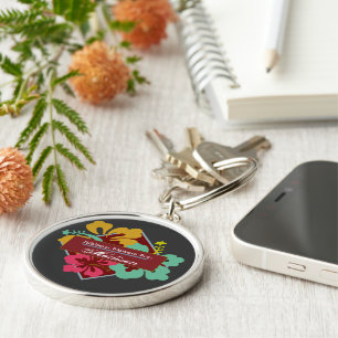 Porte-clés Personnaliser les fleurs d'Hibiscus bleu rose oran