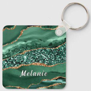 Porte-clés personnalisés avec paillettes dorées et