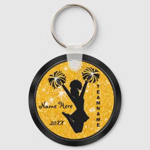 Porte-clés personnalisés de cheerleading noir et o