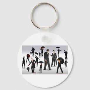 Porte-clés Personnes Avec Des Parapluies