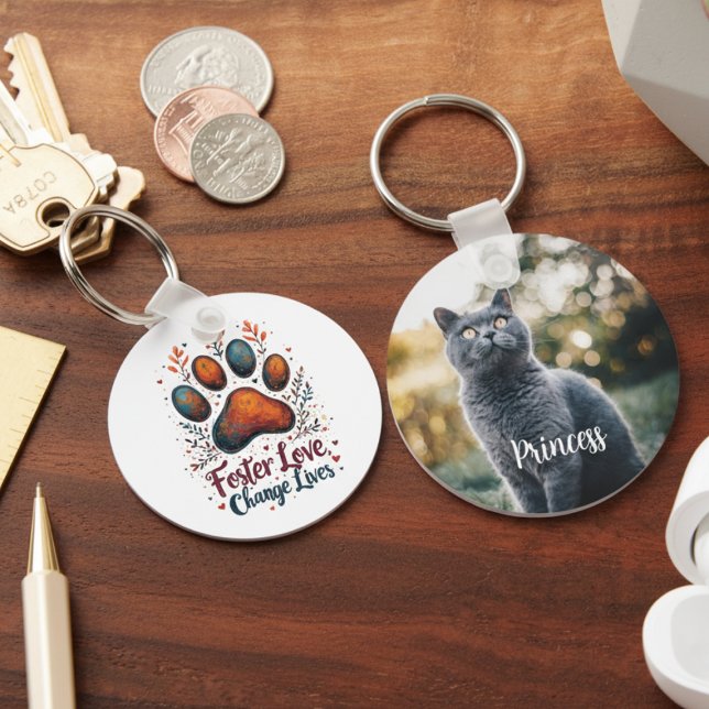 Porte-clés Pet Foster Advocate Photo (Personalized Pet Foster photo keychain)