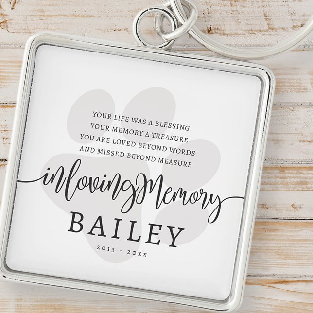 Porte-clés Pet Memorial Moderne Élégant Simple Chic Paw (Créateur téléchargé)